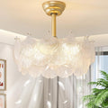 20'' Fandelier Ceiling Fans with Lights, Gold Caged Ceiling Fan with Remote Low Profile, 6 Speed and Gingko Leaf, Modern Semi