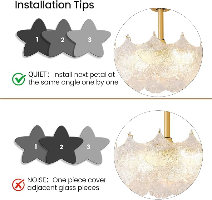 20'' Fandelier Ceiling Fans with Lights, Gold Caged Ceiling Fan with Remote Low Profile, 6 Speed and Gingko Leaf, Modern Semi
