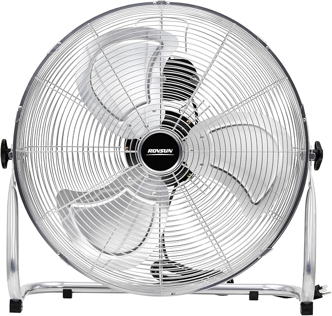 20'' Floor Fans, High Velocity Heavy Duty Metal Industrial Floor Fan for Commercial & Residential, High Power Fan w/ 90°-180°