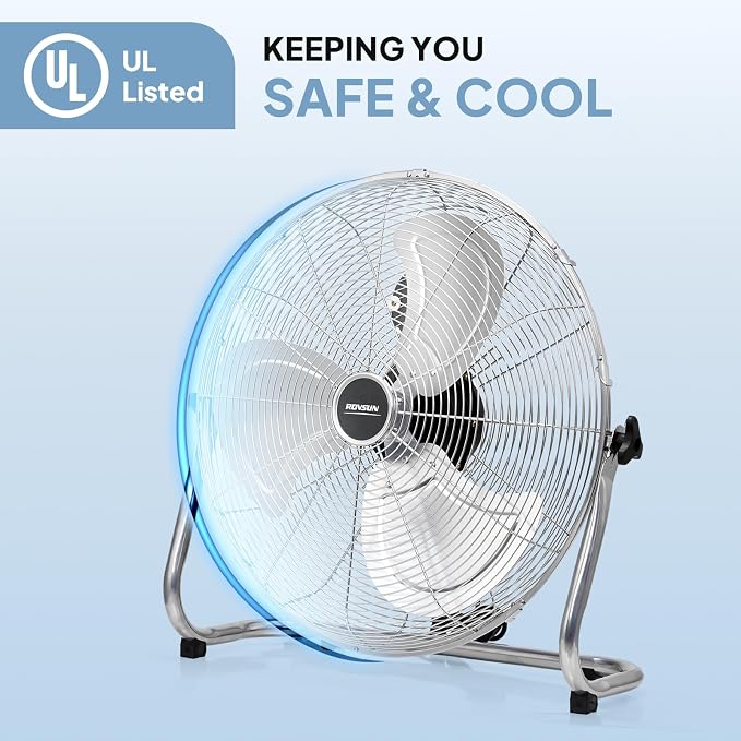 20'' Floor Fans, High Velocity Heavy Duty Metal Industrial Floor Fan for Commercial & Residential, High Power, alternate view
