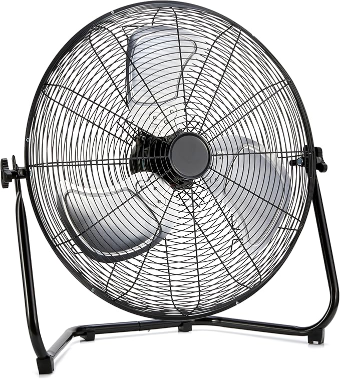 20" High Velocity Industrial Cooling Floor Fan with 3 Speeds, Tilt Head, ETL-Listed Safety Compliance, Metal Housing and