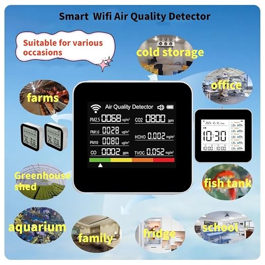 20-in-1 Smart WiFi Air Quality Monitor CO2 CO TVOC HCHO PM2.5 PM10 & Weather Stations Wireless Indoor Outdoor Thermometer