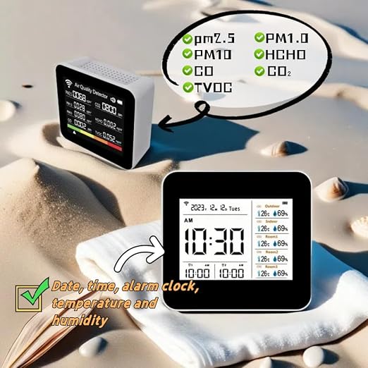20-in-1 Smart WiFi Air Quality Monitor CO2 CO TVOC HCHO PM2.5 PM10 & Weather Stations Wireless Indoor Outdoor Thermometer