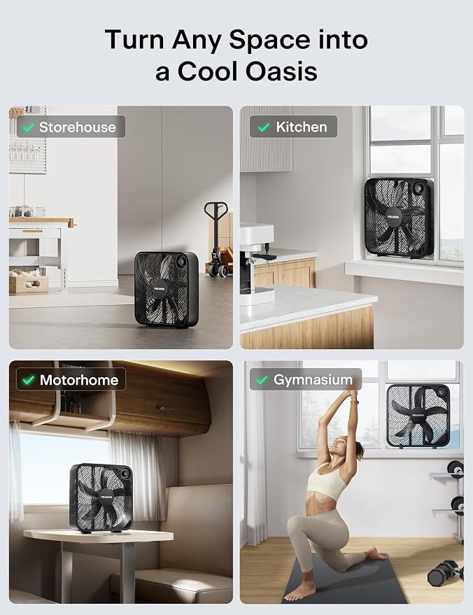 20 Inch Box Fan – 3 Speeds, Window Fans, Floor or Tabletop, 25ft/s, 2025 Upgraded, Superior Air Throw (2295 CFM)