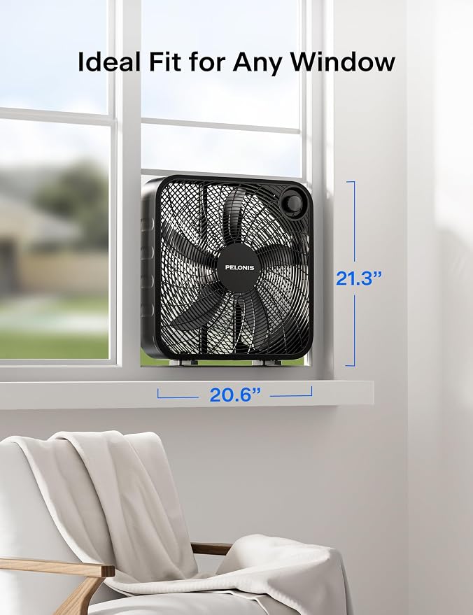 20 Inch Box Fan – 3 Speeds, Window Fans, Floor or Tabletop, 25ft/s, 2025 Upgraded, Superior Air Throw (2295 CFM)