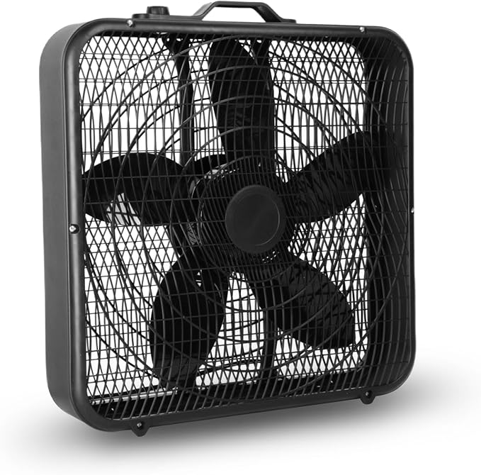 20 Inch Box Fan with Carry Handle, Portable Powerful and Quiet 3-speed Floor Fan with Protection Net, Durable 70W Lightweight