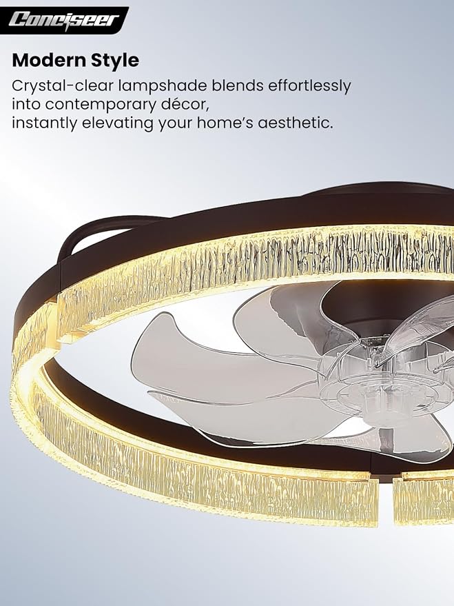 20 Inch Ceiling Fans with Lights and Remote, Flush Mount,3CCT 3000-6500K Dimmable 4W-35W, Low Profile 6 Speed Reversible