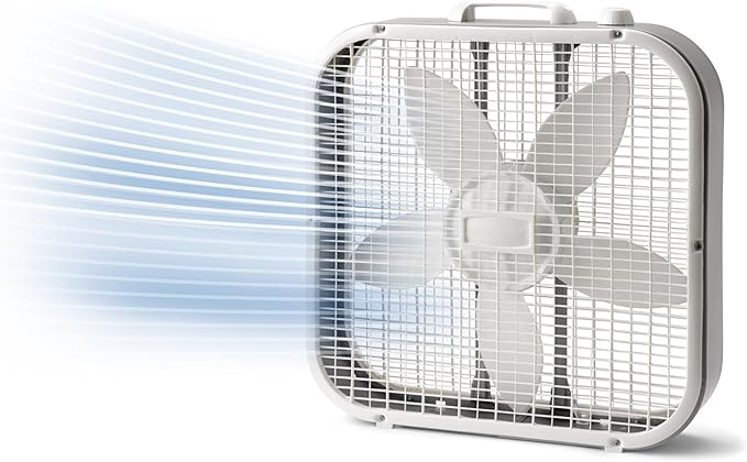 20-inch Classic Box Fan Three-speed weatherproof motor High-speed airflow Space-saving design Energy-efficient and