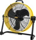 20 inch DC Motor Drum Fan, 6100 CFM High-velocity Air Circulator with 360-degree Pivoting Head 3-speed 1/12 HP Motor Large