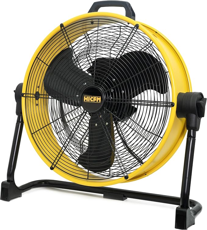 20 inch DC Motor Drum Fan, 6100 CFM High-velocity Air Circulator with 360-degree Pivoting Head 3-speed 1/12 HP Motor Large