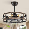 20 Inch Fandelier Caged Ceiling Fan with Light, Bladeless Ceiling Fan with Remote, Small Farmhouse Fan Lights Ceiling