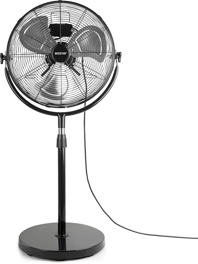 20 Inch Heavy Duty High Velocity Pedestal Fan,Industrial Standing Fan with Adjustable Height and Tilt,3-Speed,Metal Fan for