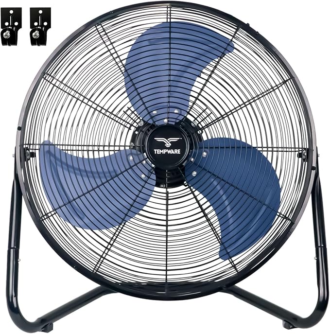 20 Inch High Velocity Industrial Floor Fan, 3-Speed Heavy Duty Metal Cradle Floor Fans with 360° Tilt for Warehouse