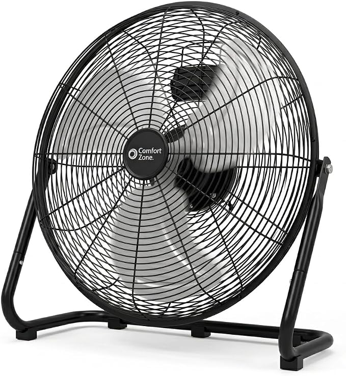 20-Inch High-Velocity Industrial Floor Fan, Heavy-Duty 3-Speed Metal Shop Fan with 180° Adjustable Tilt & Carry