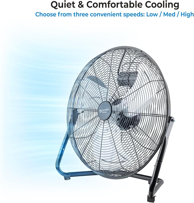 20-Inch High-Velocity Industrial Floor Fan, Heavy-Duty 3-Speed Metal Shop Fan with 180° Adjustable Tilt & Carry, alternate