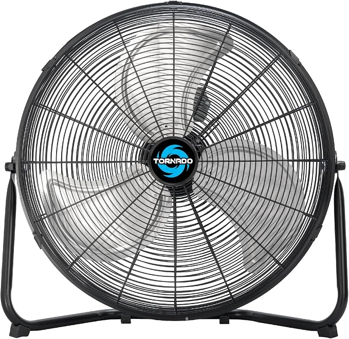 20 Inch High Velocity Metal Floor Fan, 3-Speed Powerful Cooling for Industrial, Commercial, and Home Spaces, 120°Tilt, 6.0 FT