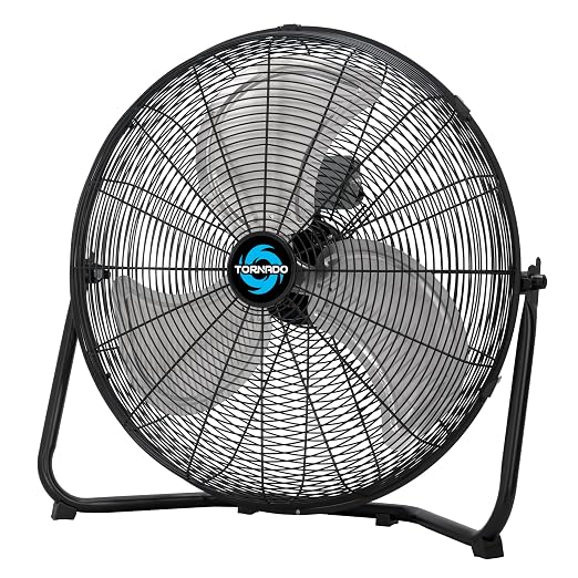 20 Inch High Velocity Metal Floor Fan, 3-Speed Powerful Cooling, 120° Adjustable Tilt, 6.0 FT Cord, UL Safety Listed for