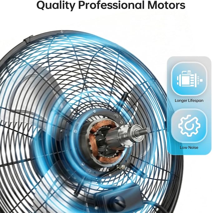 20 Inch High Velocity Pedestal Fan, Heavy Duty Industrial Standing Fan with 3-Speed & Adjustable Height (47.1"-55.1"), Metal