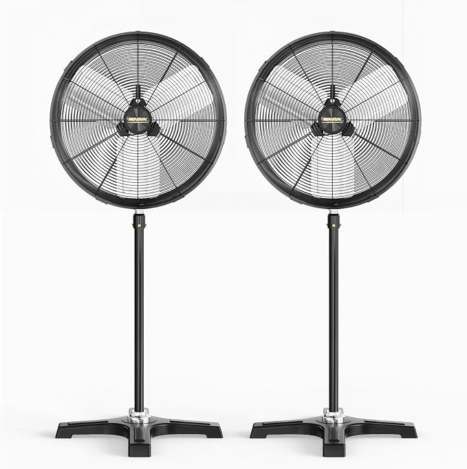 20 Inch Industrial Pedestal Fan,5000CFM High Velocity and Heavy Duty Standing Fan, Metal fan W/One-touch Oscillating