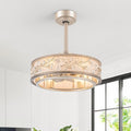 20 Inch Low Profile Caged Fandelier Ceiling Fan with Lights – Farmhouse Style, DC Motor Fixes Flickering