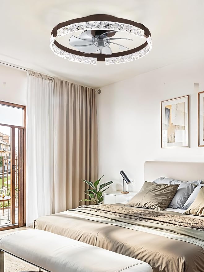 20 Inch Low Profile Ceiling Fans with Lights and Remote, Fandelier Ceiling Fan Flush Mount, 3000K-6000K Dimmable, alternate