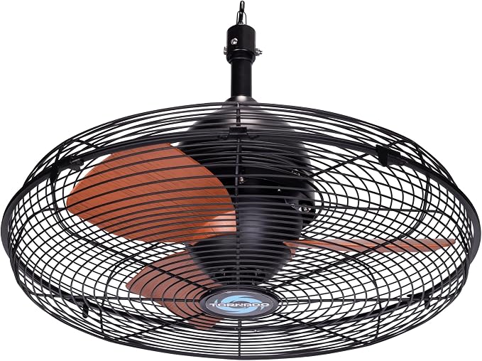20-Inch Outdoor Downrod Mount Ceiling Fan, IPX4 Water-Resistant with Remote Control, 3-Speed Settings, 3300 CFM Airflow