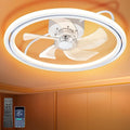20" Low Profile Ceiling Fan with Light, Flush Mount Bladeless Fandelier, Quiet DC Motor,App and Remote Control,Dimmable LED