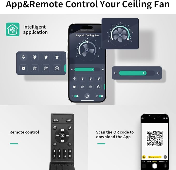 20" Low Profile Ceiling Fan with Light, Flush Mount Bladeless Fandelier, Quiet DC Motor,App and Remote Control,Dimmable LED