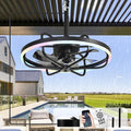 20" Outdoor Ceiling Fan with Light: RGB Waterproof Gazebo Hanging Fan with Remote App Control - Dimmable Plug in Caged