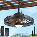 20" Outdoor Ceiling Fan with Lights, IP65 Waterproof Gazebo Fan, Plug-in Outdoor Hanging Fan Remote&APP Control, 6 Speeds