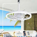20" Outdoor Ceiling Fan with Lights, White Waterproof Gazebo Hanging Fan with Remote App Control, Dimmable Plug in Caged