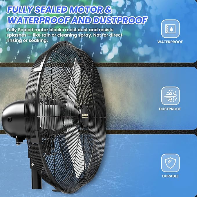 20'' Outdoor Pedestal Fan, 4 Speed Oscillating Pedestal Fan with All Sealed Brushless DC Motor, alternate product view 3