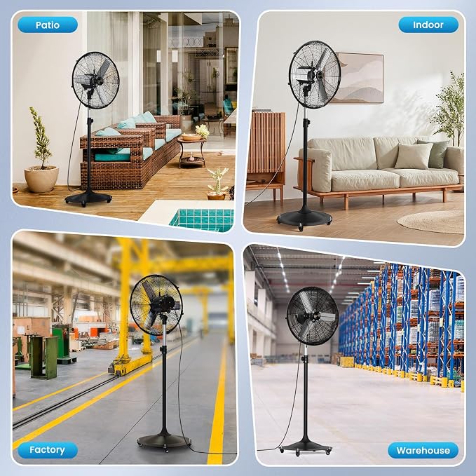 20'' Outdoor Pedestal Fan, 4 Speed Oscillating Pedestal Fan with All Sealed Brushless DC Motor, alternate product view 4
