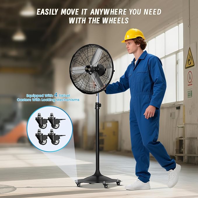 20'' Outdoor Pedestal Fan, 4 Speed Oscillating Pedestal Fan with All Sealed Brushless DC Motor, alternate product view 5