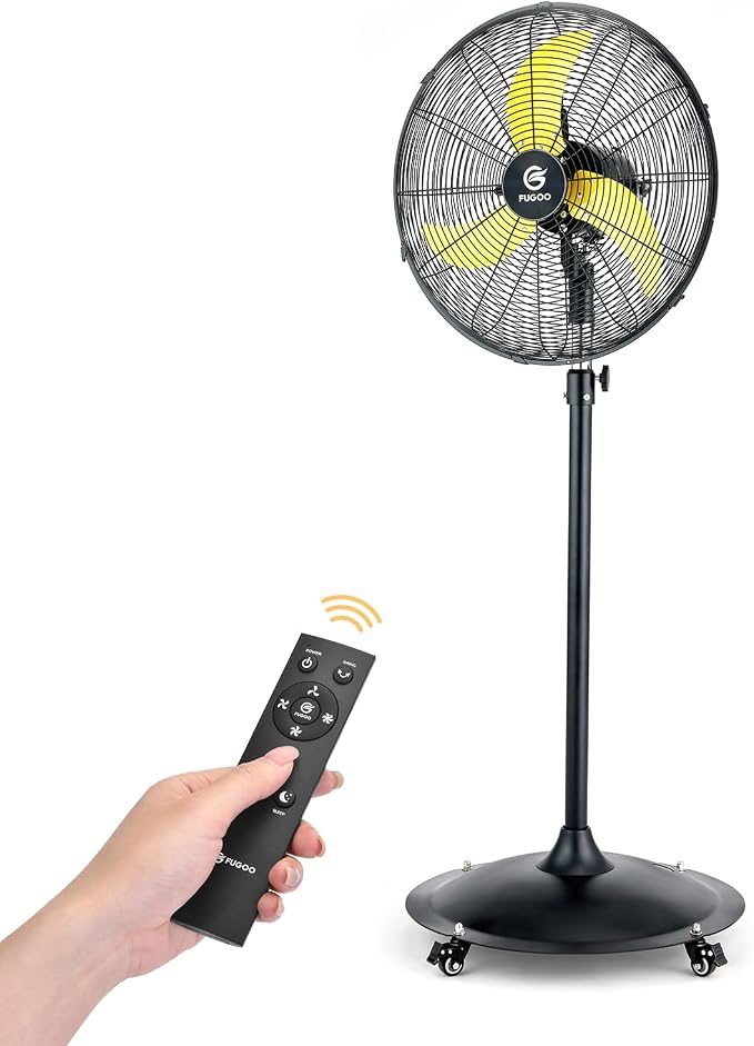 20'' Outdoor Quiet Oscillating Pedestal Fan With Remote Control,All Sealed BLDC Motor, 4-Speed Waterproof Outdoor Fan