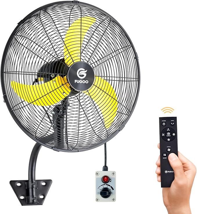 20'' Outdoor Quiet Remote Control Oscillating Wall Mount Fan,All Sealed BLDC Motor,4 Speed Waterproof Outdoor Fan With