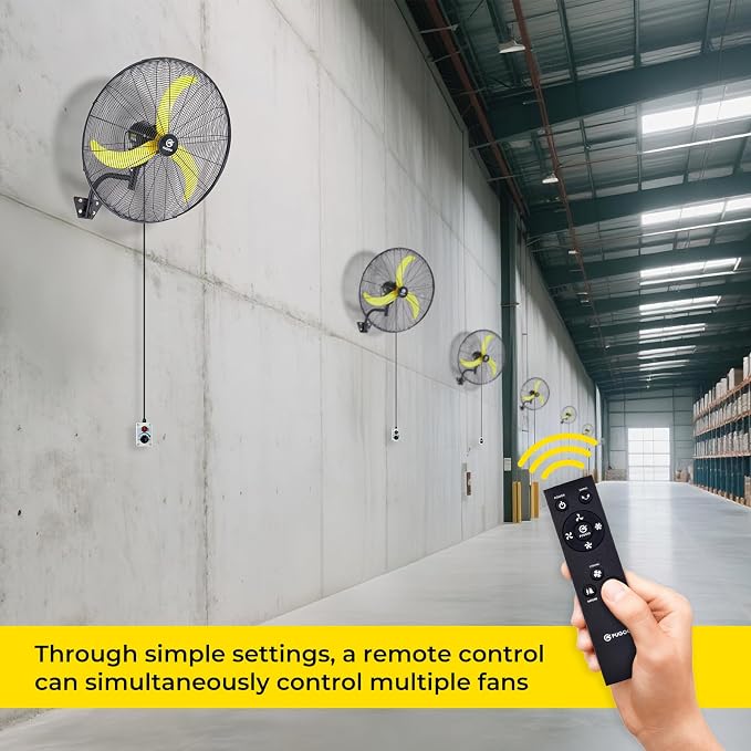 20'' Outdoor Quiet Remote Control Oscillating Wall Mount Fan,All Sealed BLDC Motor,4 Speed Waterproof Outdoor Fan With