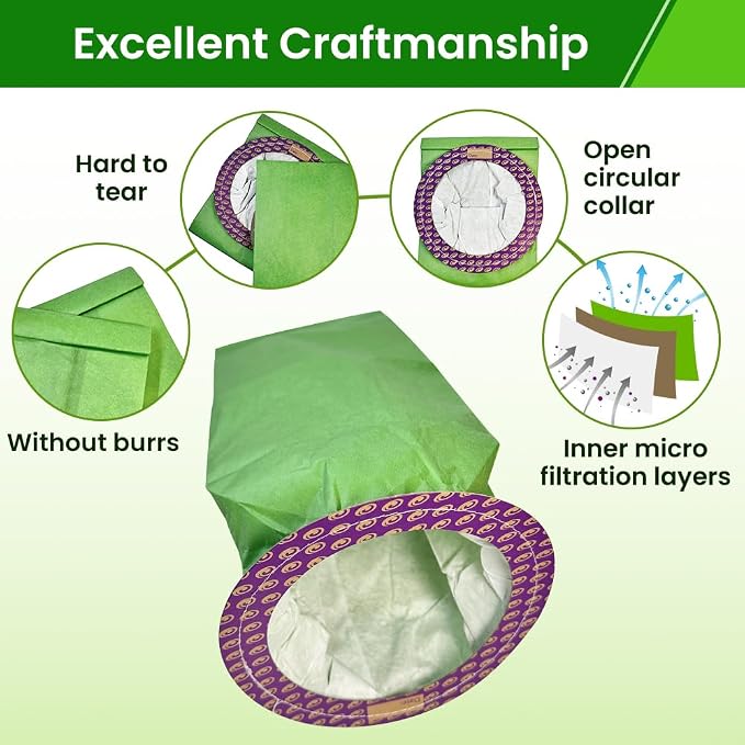 20 Pack 100331 Backpack Vacuum Bags Compatible with 10 QT Backpack Vacuum Cleaner,Replace Part #100331 Open Cirular