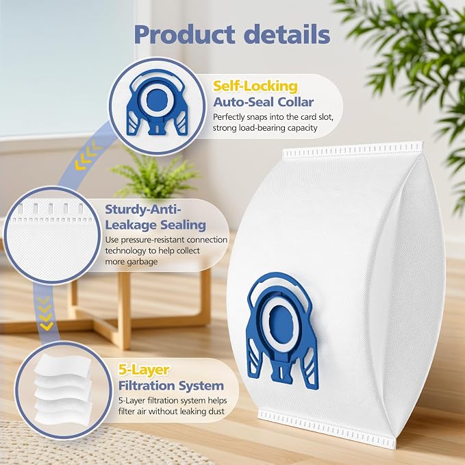 20 Pack 3D Airclean Bags Replacement for GN Vacuum Cleaner Bags for Classic C1 Complete C1 Complete C2 Complete