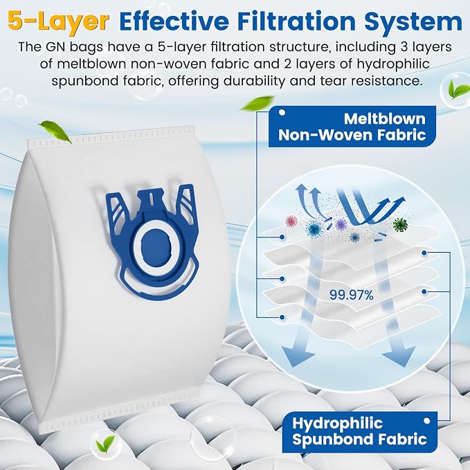 20 Pack 3D Airclean GN Vacuum Bags Compatible with Classic C1, Complete C1, Complete C2, Complete C3, S227 S240, S270