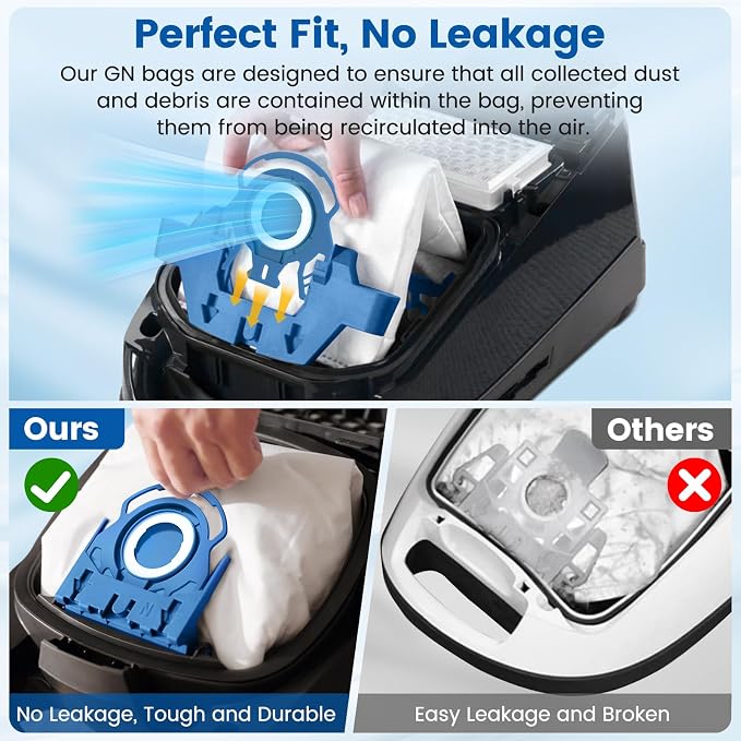 20 Pack 3D Airclean GN Vacuum Bags Compatible with Classic C1, Complete C1, Complete C2, Complete C3, S227 S240, S270