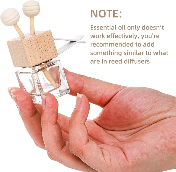 20 Pack Car Diffuser Bottles Empty, Essential Oil Diffuser Bottle with Vent Clip, Clear Glass Perfume Bottle, alternate
