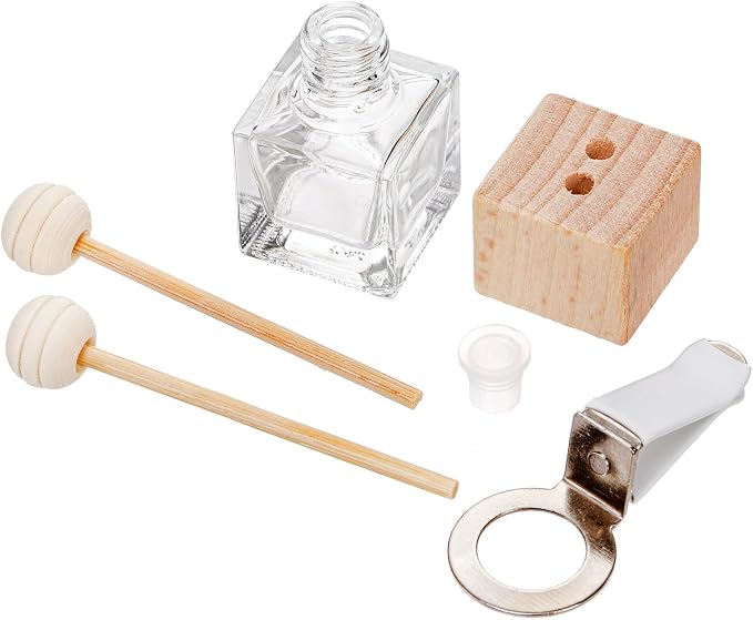 20 Pack Car Diffuser Bottles Empty, Essential Oil Diffuser Bottle with Vent Clip, Clear Glass Perfume Bottle, alternate