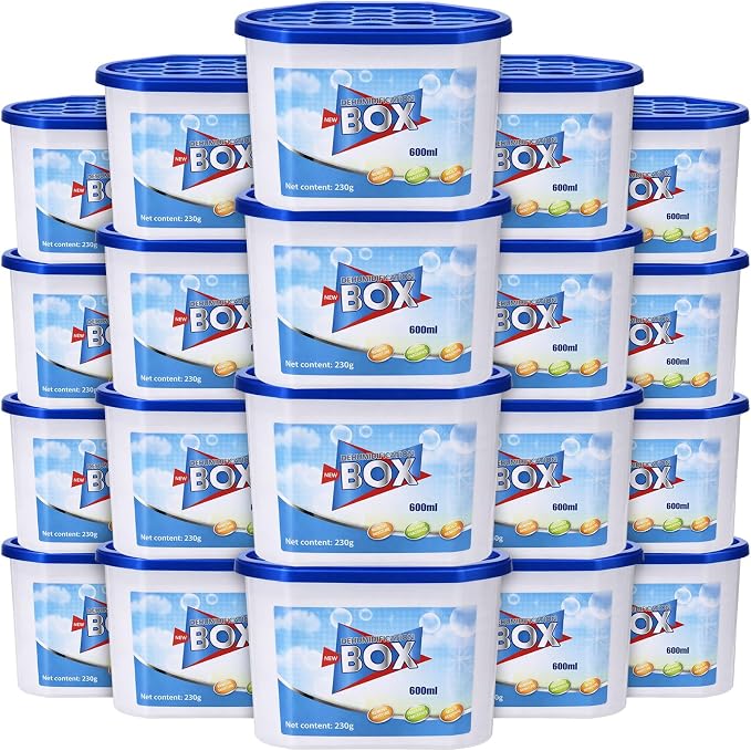 20 Pack Moisture Absorbers 20 oz 600 ml Humidity Absorber Boxes Portable Compact Dehumidifier for Closet Bathroom Car Boats