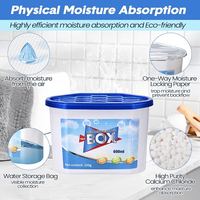 20 Pack Moisture Absorbers 20 oz 600 ml Humidity Absorber Boxes Portable Compact Dehumidifier for Closet Bathroom Car Boats