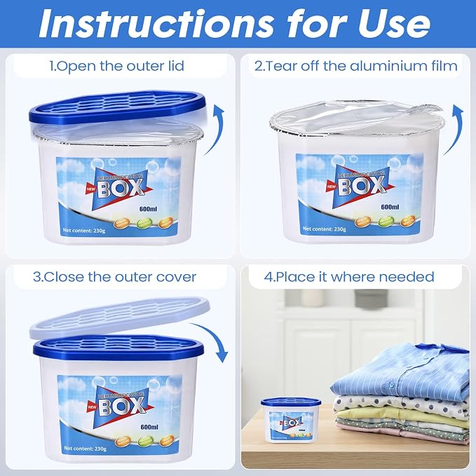 20 Pack Moisture Absorbers 20 oz 600 ml Humidity Absorber Boxes Portable Compact Dehumidifier for Closet Bathroom Car Boats