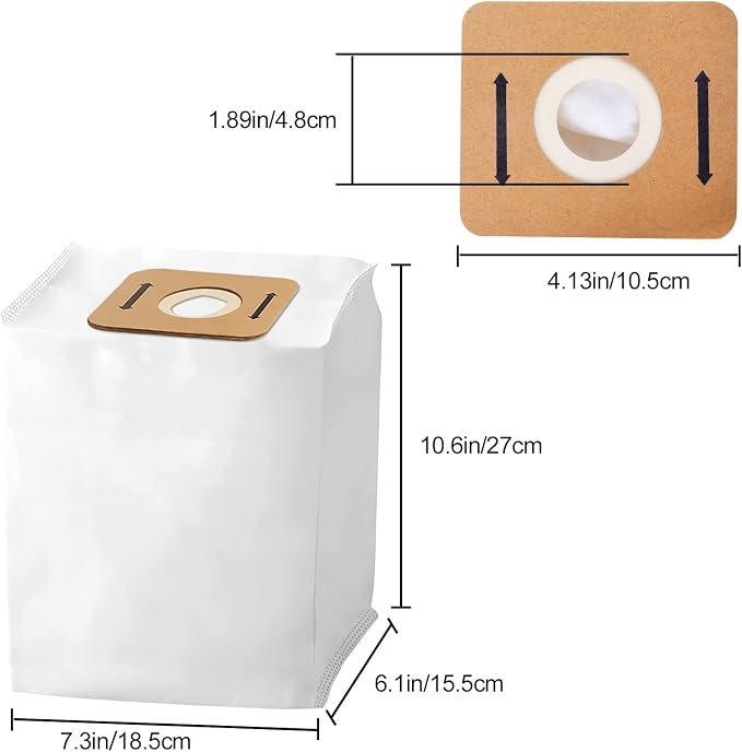 20 Pack VACBP6 Vacuum Bags for, 8 Quart HEPA Filter Bag Replacement for Ergo Backpack Vacuum VACBP1, VACBP36V
