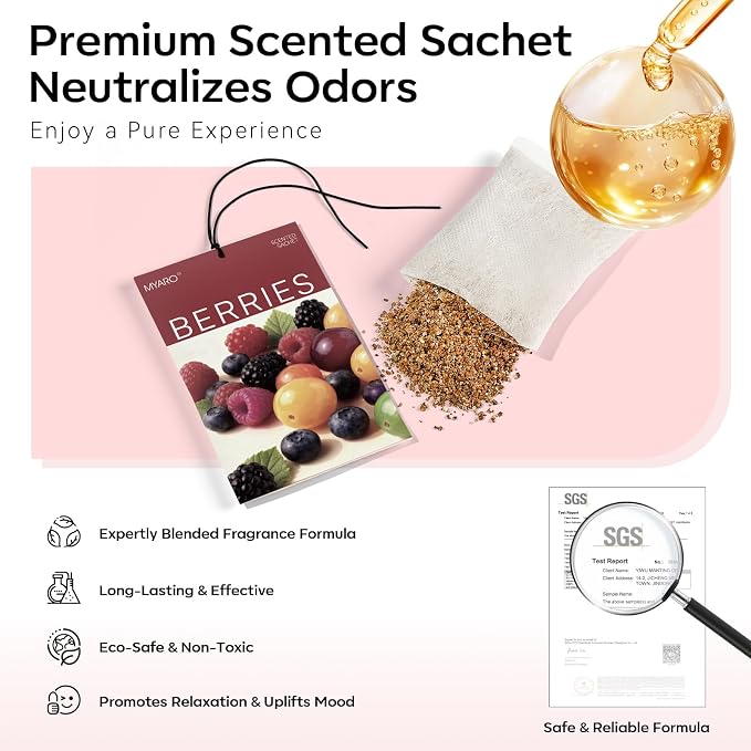 20 Packs Cedar Cinnamon Vanilla Berries Potpourri Bag Scent Sachet for Closet Drawer Room Car Home Air Freshener Shoe Odor