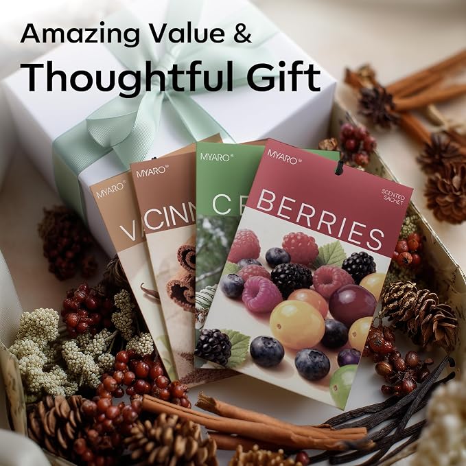 20 Packs Cedar Cinnamon Vanilla Berries Potpourri Bag Scent Sachet for Closet Drawer Room Car Home Air Freshener Shoe Odor