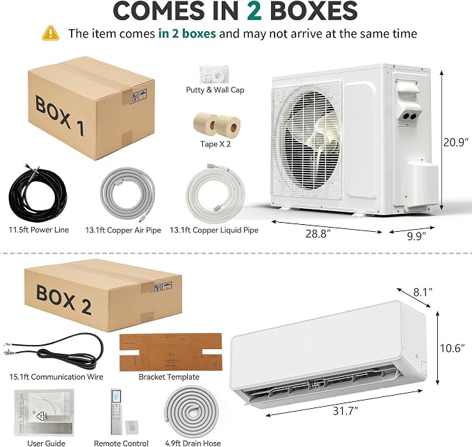 20 SEER2 11500 BTU Mini Split Air Conditioner Heat Pump, 220-240V Inverter AC Cool & Heat Up to 680 Sq., alternate product